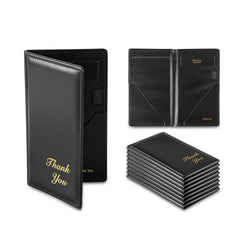 Chef 101 Black Vinyl Guest Check Presenter - with Gold 