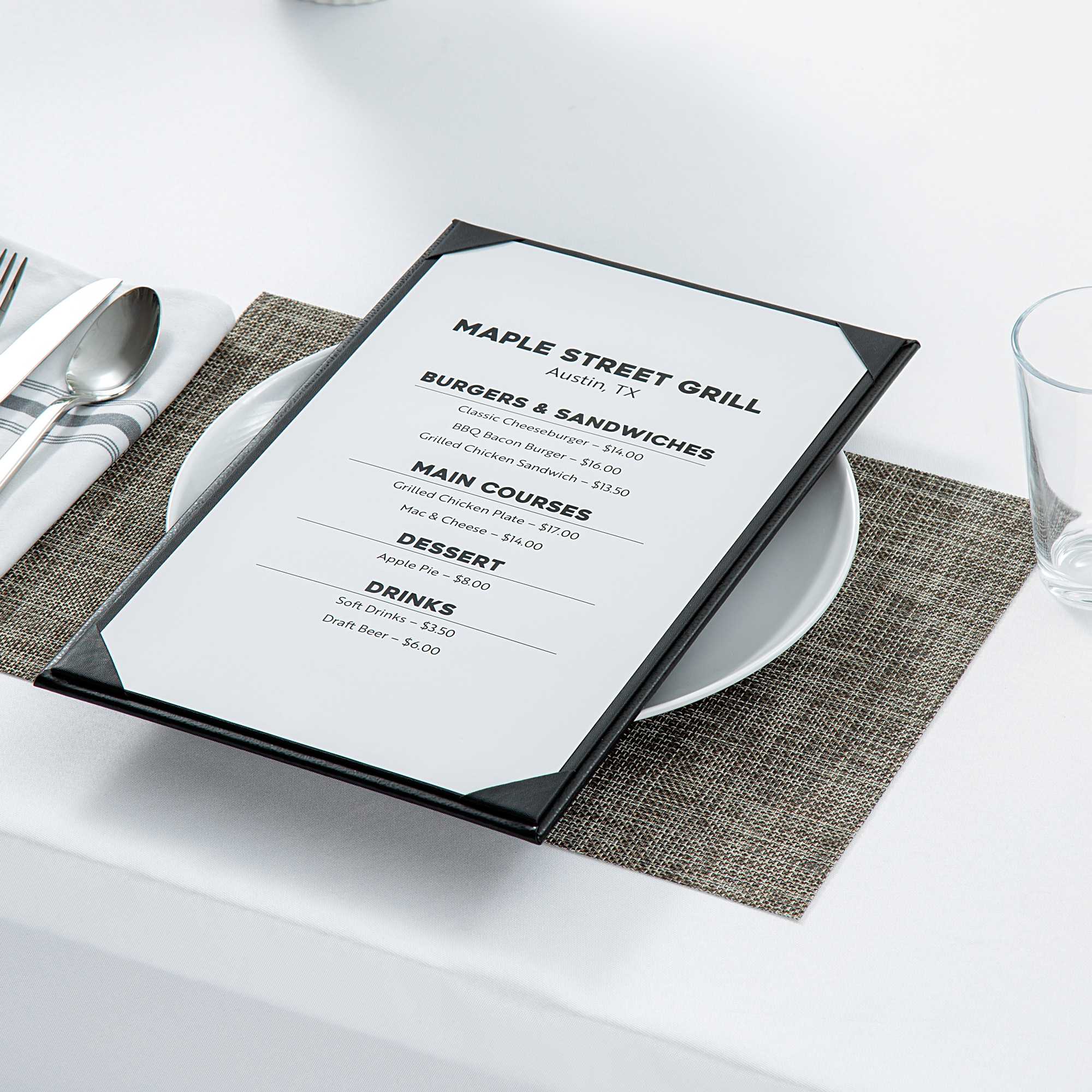 Chef 101 Black Vinyl Menu Board - Single Panel, 1-View - 8 1/2" x 14" - 1 count box