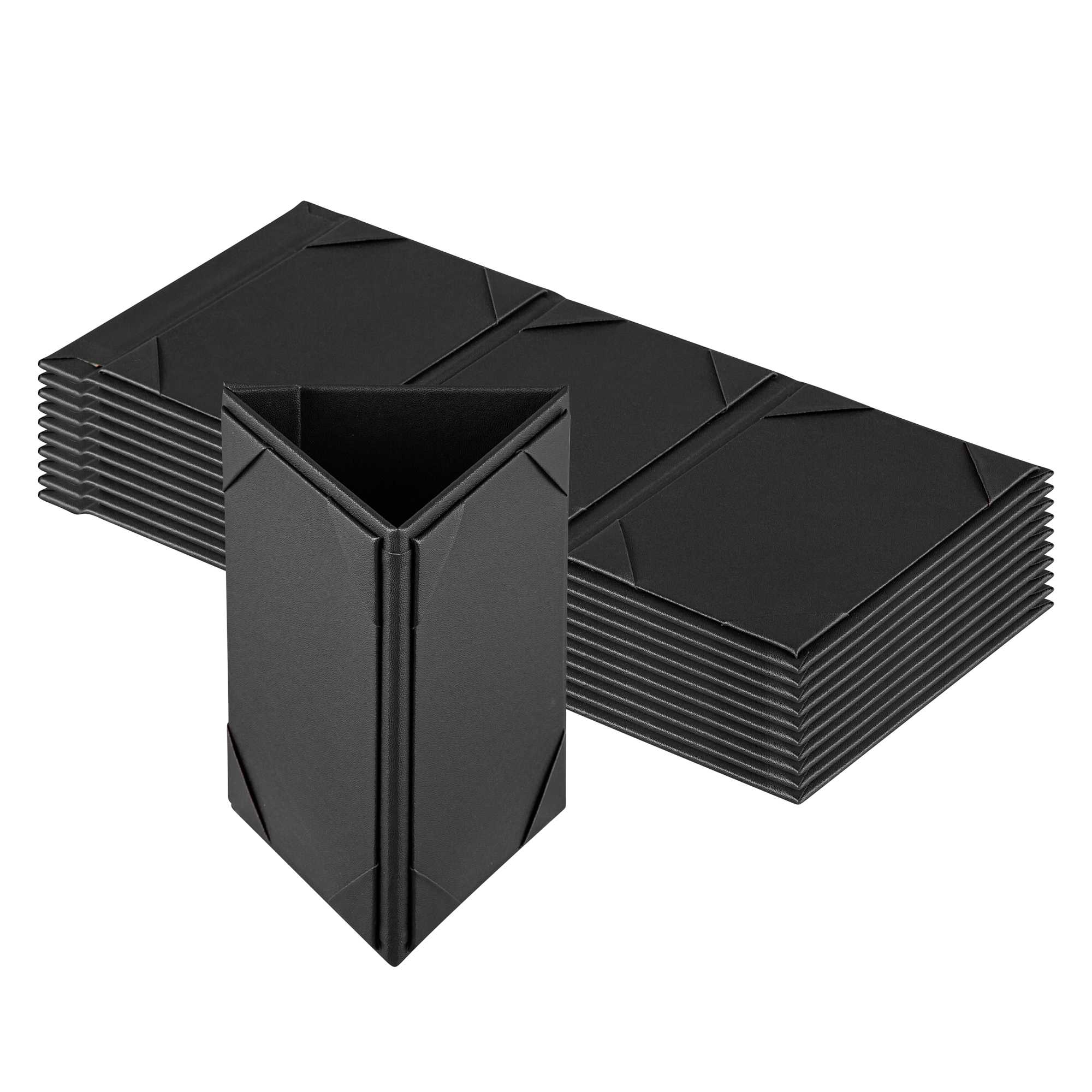Chef 101 Black Vinyl Triangular Table Tent - 3-View - 4" x 6" - 1 count box