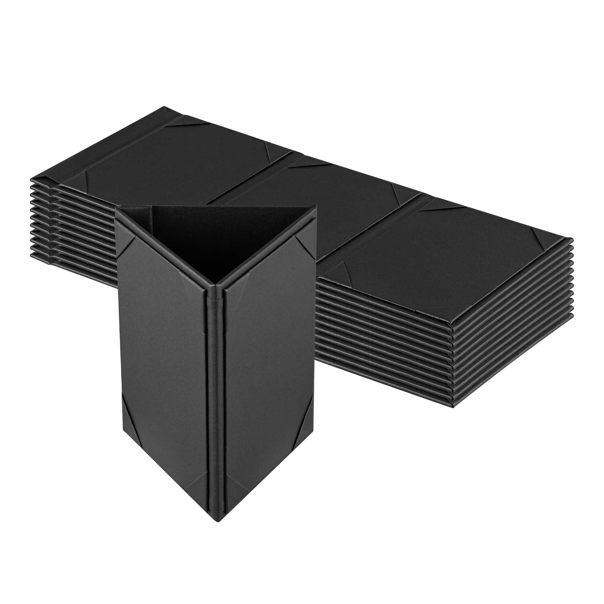 Chef 101 Black Vinyl Triangular Table Tent - 3-View - 5" x 7" - 1 count box