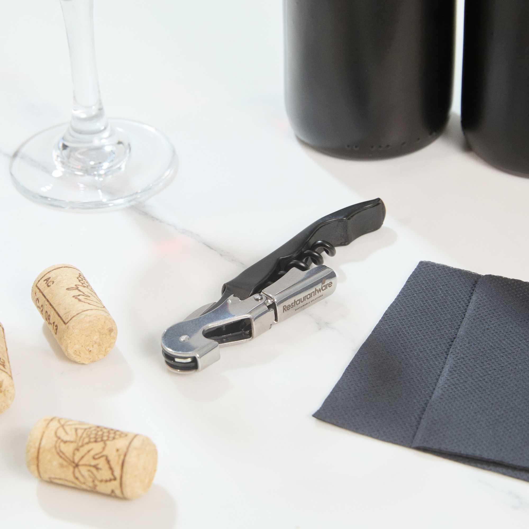 Chef 101 Waiter's Corkscrew - with Black Metal Handle - 4 3/4" - 1 count box