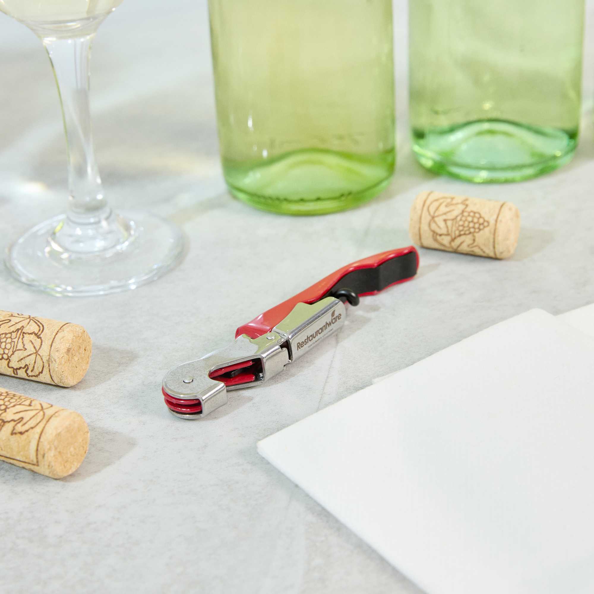 Chef 101 Waiter's Corkscrew - with Red Metal Handle - 4 3/4" - 1 count box
