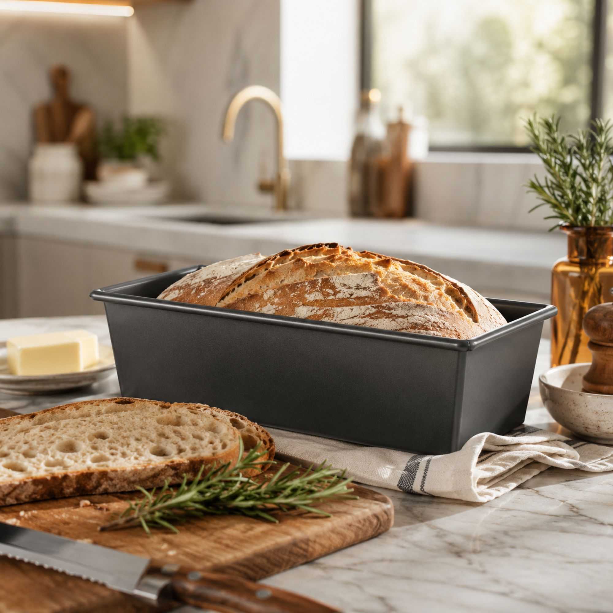 Pastry Tek 1.5 lb Quantum2 Non-Stick Aluminized Steel Bread Loaf Pan - 10 3/4" x 5 1/2" x 3" - 6 count box