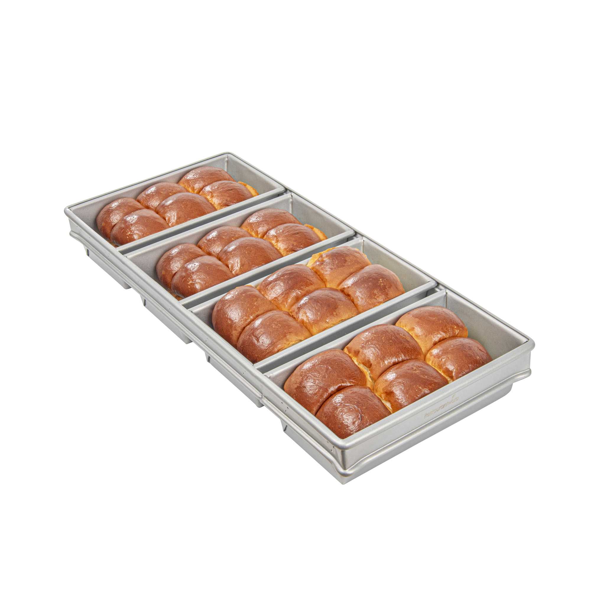 Pastry Tek 1 lb Glazed Aluminized Steel Bread Loaf Pan - 4 Strap - 22" x 9 3/4" x 3" - 1 count box