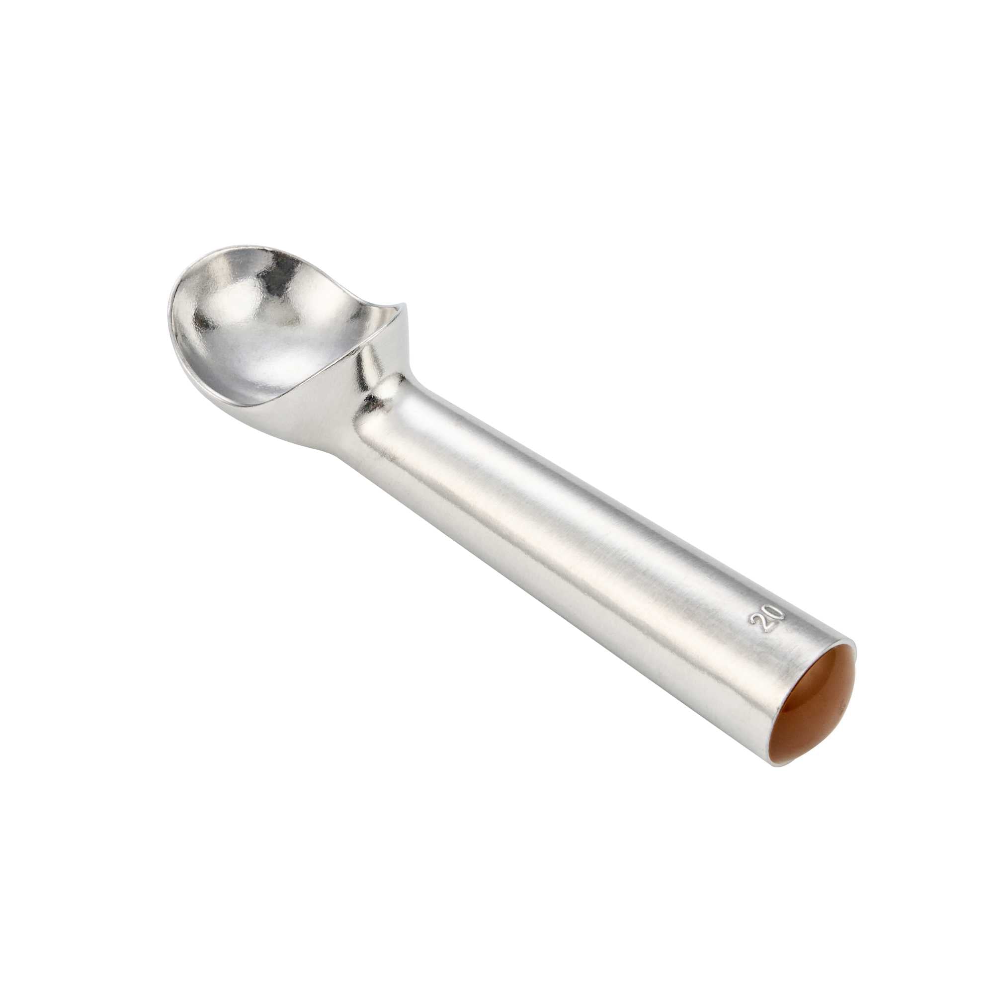 Scoop Haus 2 oz Silver Aluminum #20 Ice Cream Scoop / Dipper - Defrost Handle - 7" x 1 3/4" x 1 1/2" - 1 count box