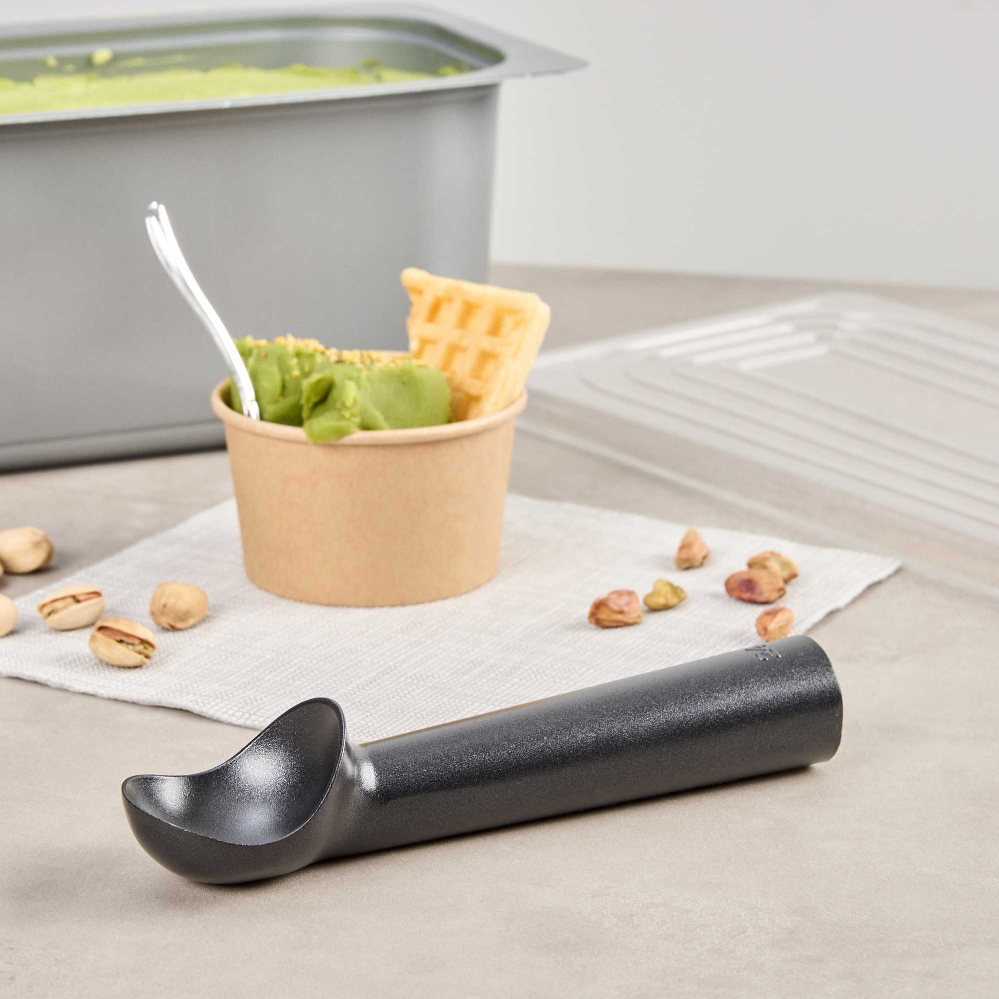 Scoop Haus 1.5 oz Black Aluminum #24 Ice Cream Scoop / Dipper - Defrost Handle - 7" x 1 1/2" x 1 1/4" - 1 count box
