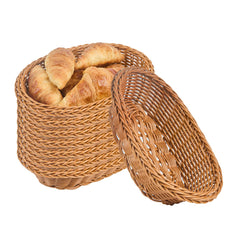 Chef 101 Oval Dark Brown Woven Plastic Rattan Basket - 9