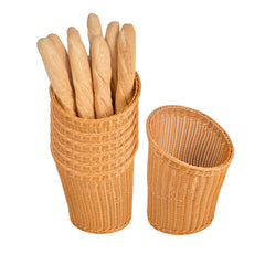 Chef 101 Round Dark Brown Woven Plastic Rattan Basket - 10