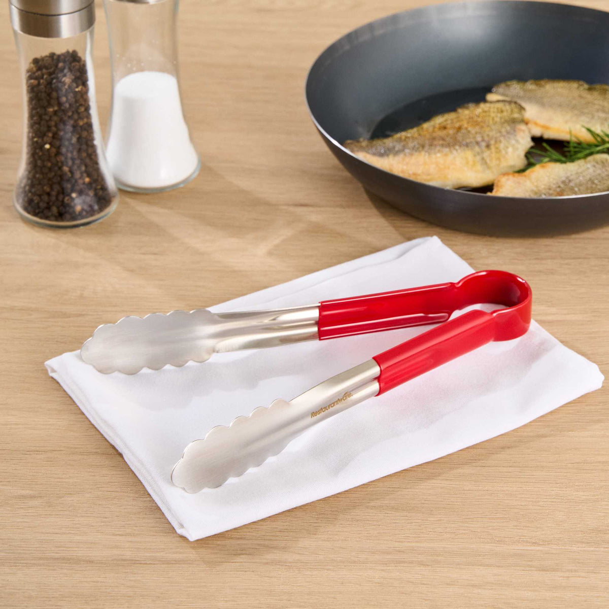 Met Lux Stainless Steel Tongs Set - Scalloped, Assorted Handles - 10 1/4" x 1 1/2" x 1 1/2" - 1 count box