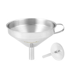 Met Lux 21 oz Stainless Steel Funnel - with Handle, Detachable Strainer - 6 3/4