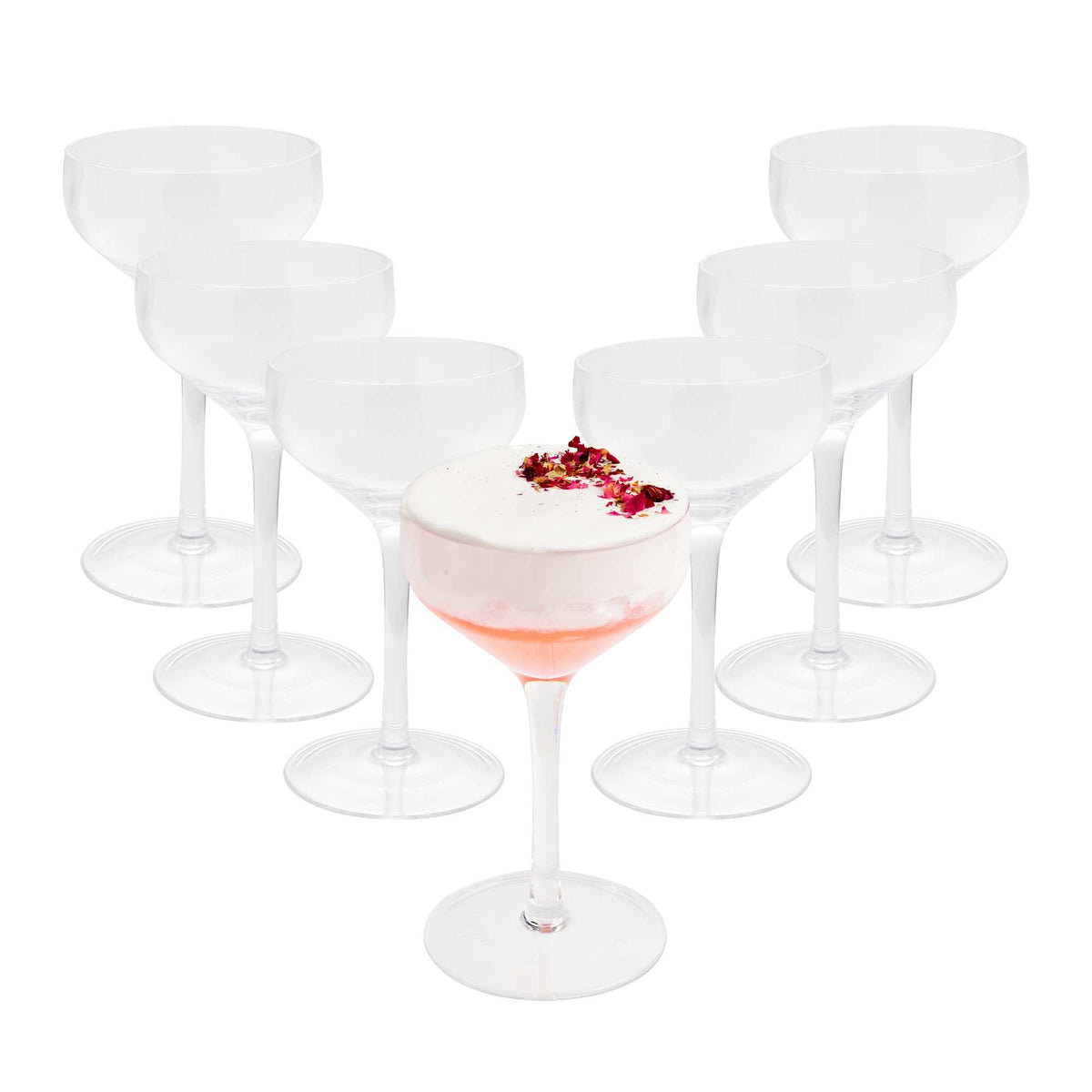 Bev Tek 8 oz Clear Tritan Plastic Coupe Glass - 3 3/4" x 3 3/4" x 6 1/2" - 6 count box