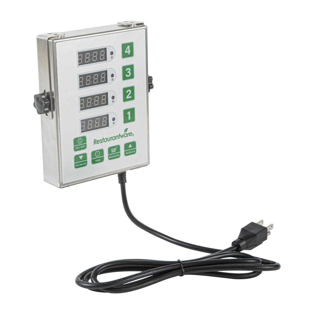 Kitchen Tek Stainless Steel Silver 4-Channel Commercial Kitchen Timer - Wall-Mountable - 5" x 1 1/2" x 6 3/4" - 1 count box