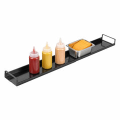 Chef 101 Black Carbon Steel Stove Top Shelf - Extendable, with 4 Magnets and 4 Adhesive Pads - 16 1/4
