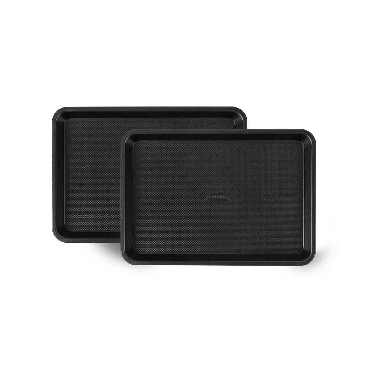 Pastry Tek Black Carbon Steel Quarter Size Sheet Pan - Non-Stick, Tapered Edge - 12 3/4" x 9" x 1 1/4" - 1 count box
