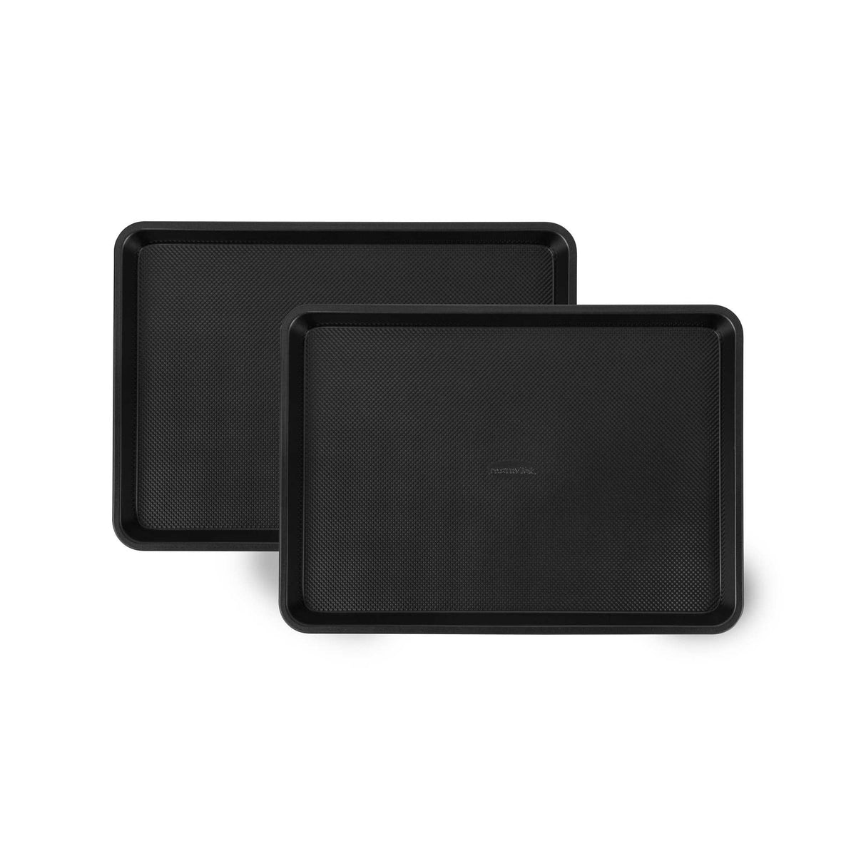 Pastry Tek Black Carbon Steel Jelly Roll Sheet Pan - Non-Stick, Tapered Edge - 15 1/4" x 10 3/4" x 1 1/4" - 1 count box