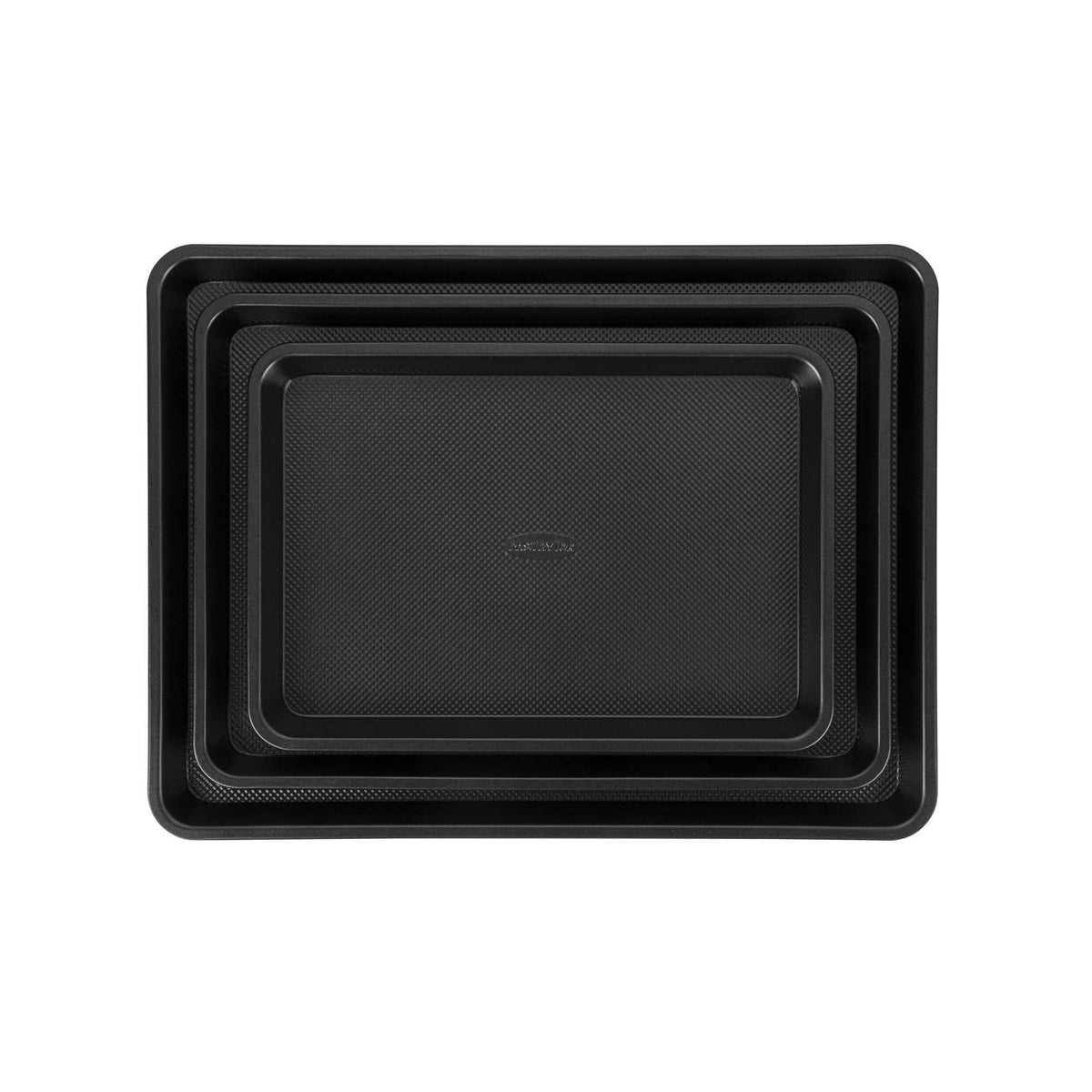 Pastry Tek 3-Piece Black Carbon Steel Sheet Pan Set - Non-Stick, Tapered Edge - 17 1/4" x 13" x 2" - 1 count box