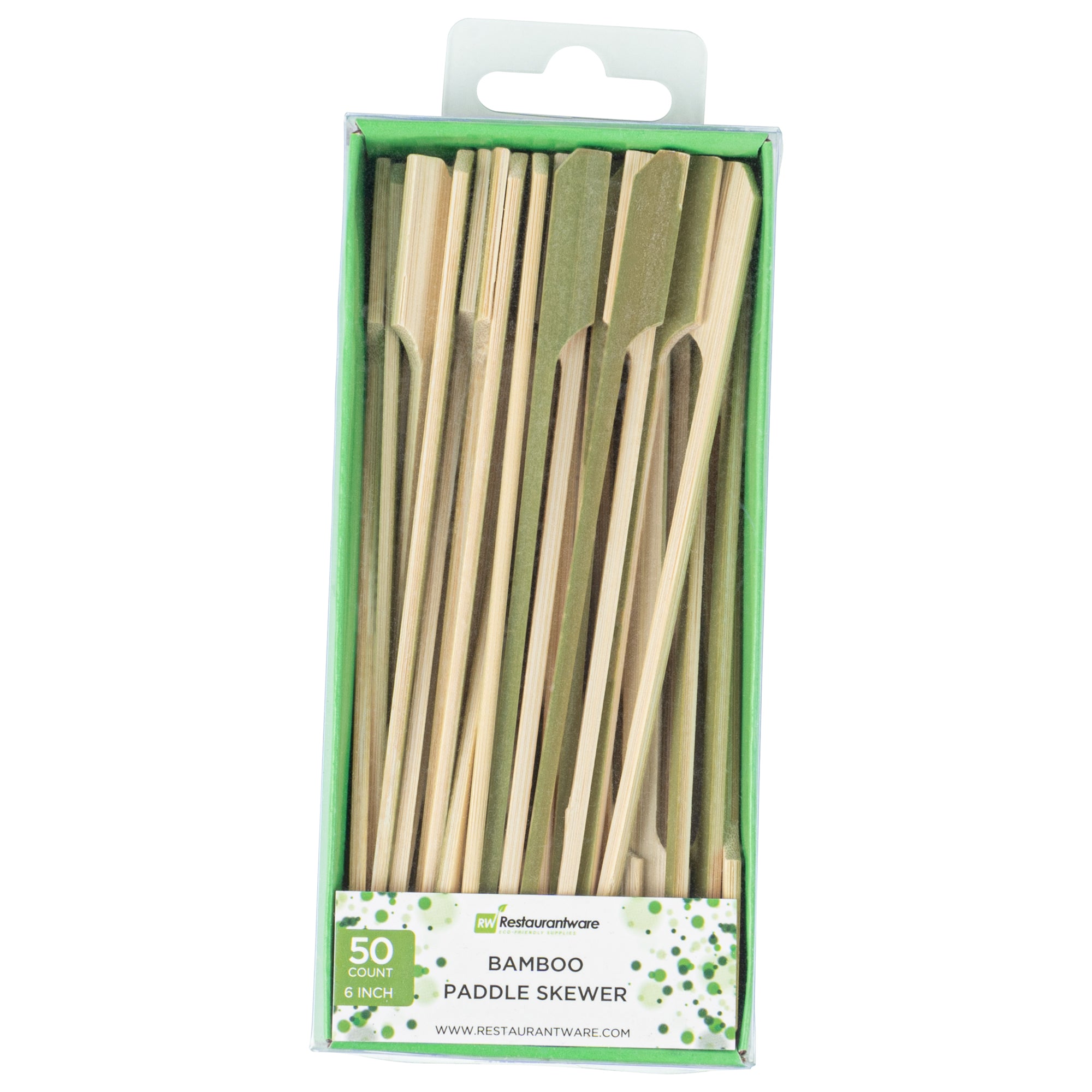 Pixy Natural Bamboo Paddle Skewer - Retail Pack - 6" - 50 count x 10 boxes