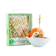 Pixy Yellow Bamboo Braided Pick - Retail Pack - 4