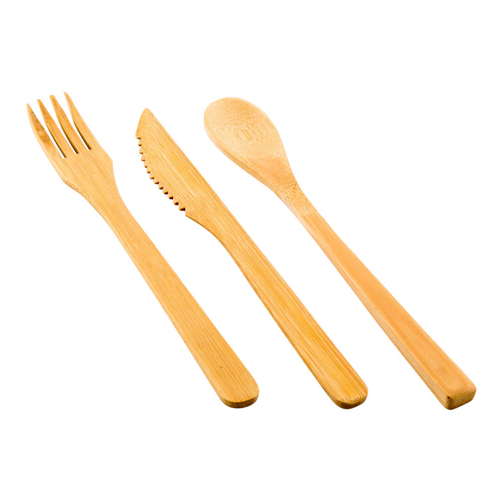 Bambuddha Natural Bamboo Cutlery Set - Retail Pack - 8" - 10 count x 10 boxes