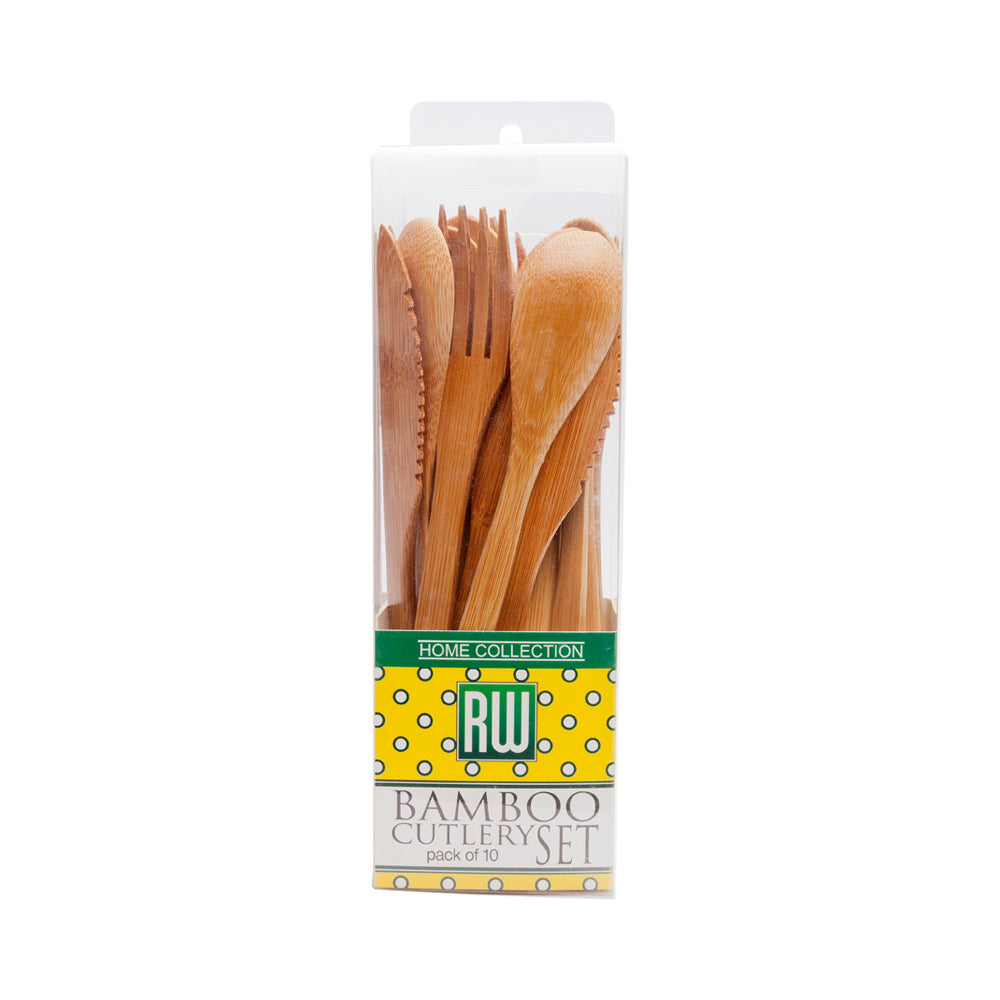 Bambuddha Natural Bamboo Cutlery Set - Retail Pack - 8" - 10 count x 10 boxes