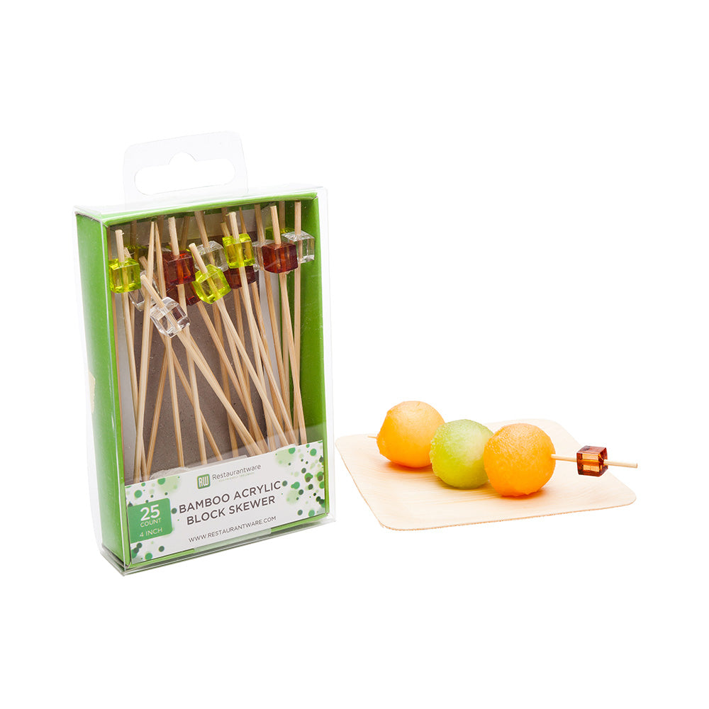 Pixy Assorted Bamboo Acrylic Block Pick - Retail Pack - 4" - 25 count x 10 boxes